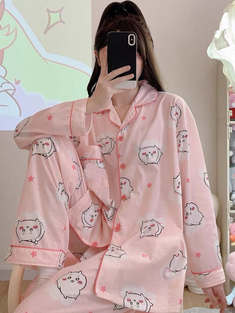 Japanese Sweet Cartoon Long Sleeved Pajamas For Women