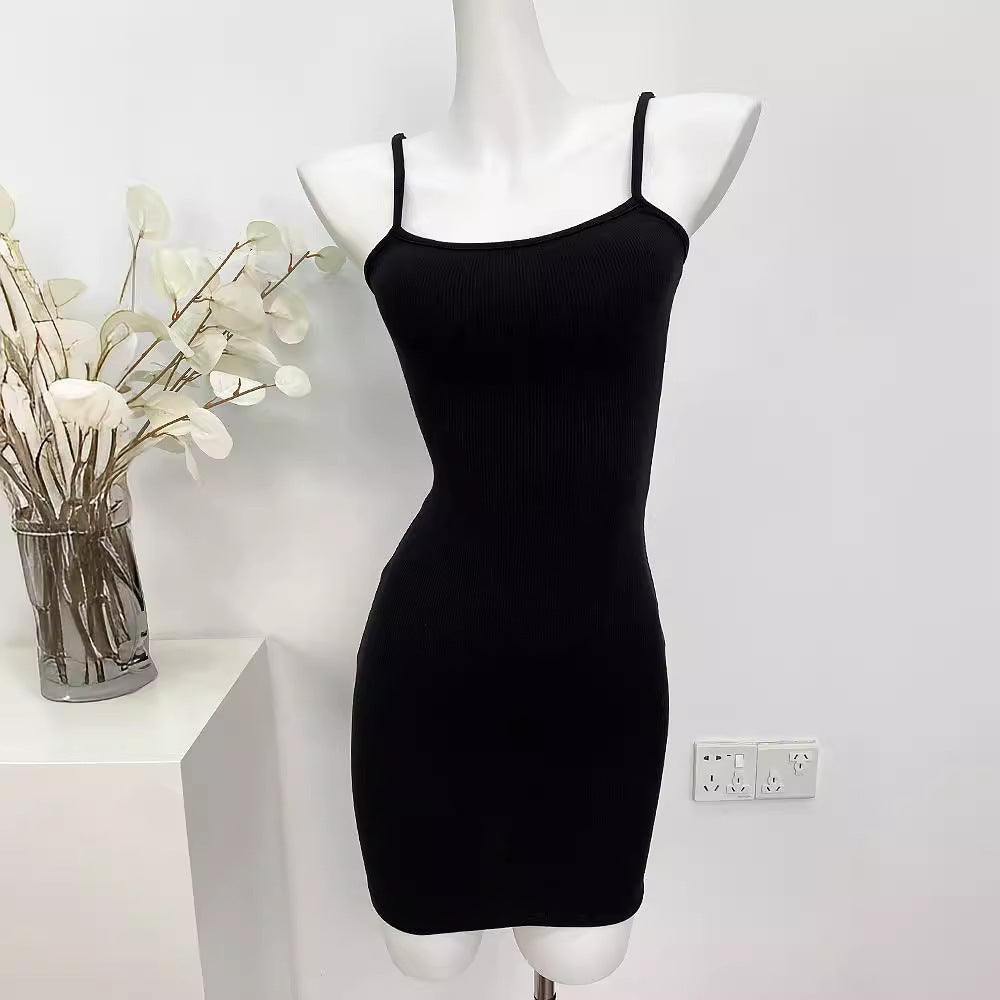 Pure Hot Girl Tight Sexy Sheath Body Shaping Date Sling Dress Short
