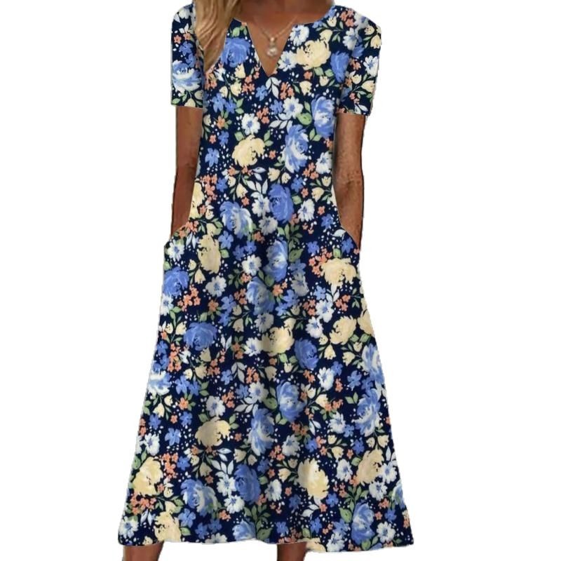 Elegant Dress Lace Printed Round Neck