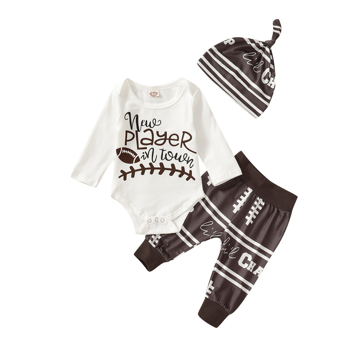Women's English Print Romper Hat Set