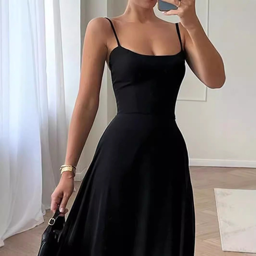 Sling Ball Large Skirt Solid Color Dress Women