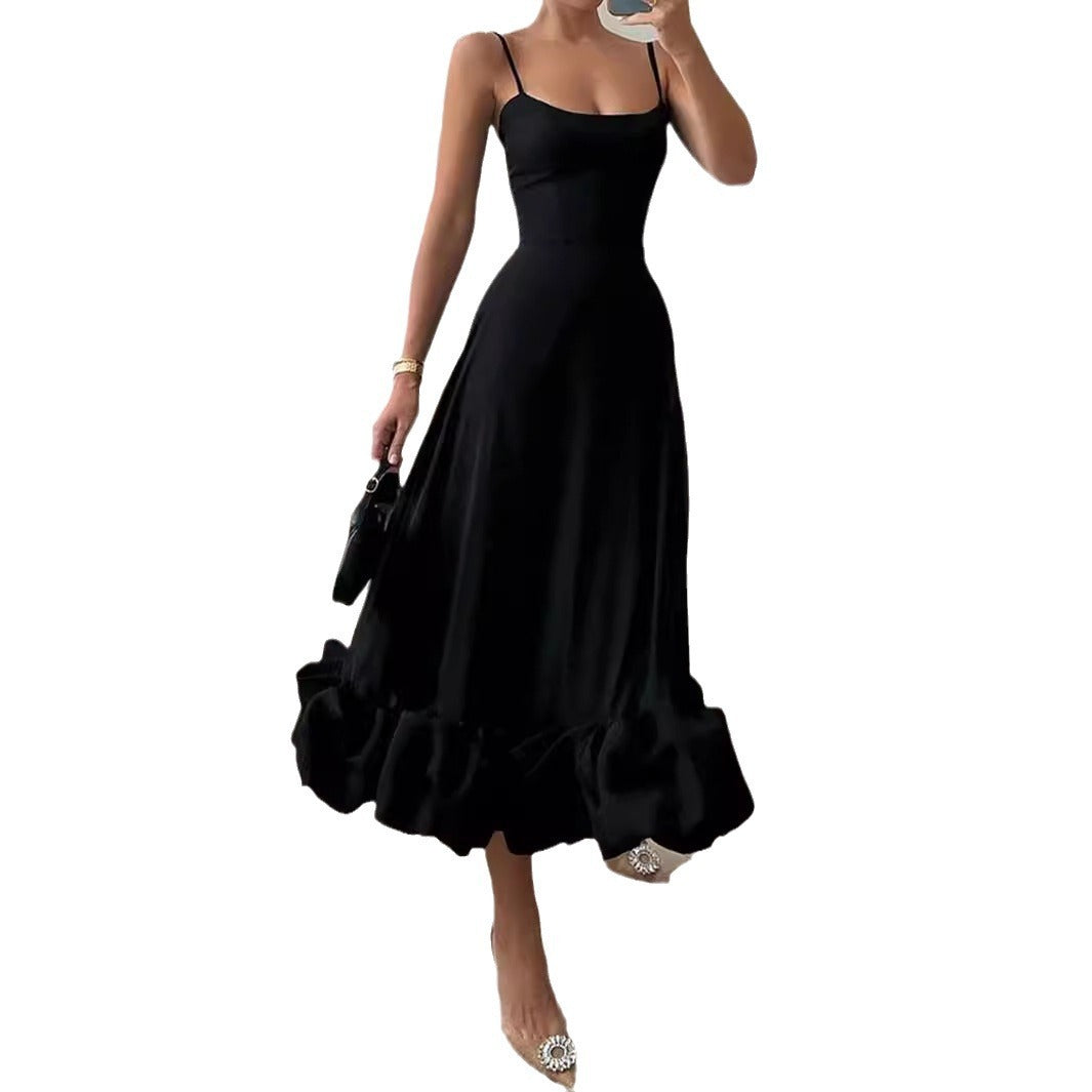 Sling Ball Large Skirt Solid Color Dress Women