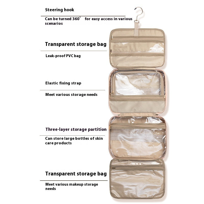 Portable Travel Toiletry Bag Hung With Hook Storage