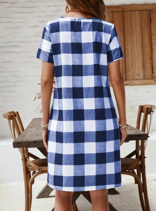 Elegant Plaid Midi Tent Dress