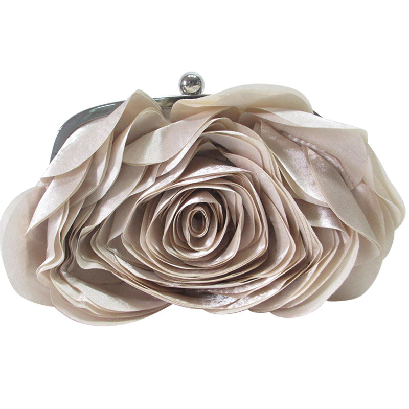 Fashion Personality New Women's Satin Flower Clutch