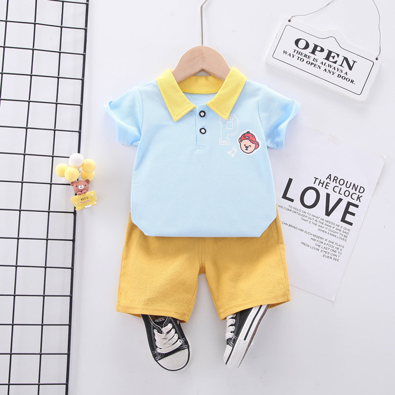 Summer wear boys casual short-sleeved shorts set