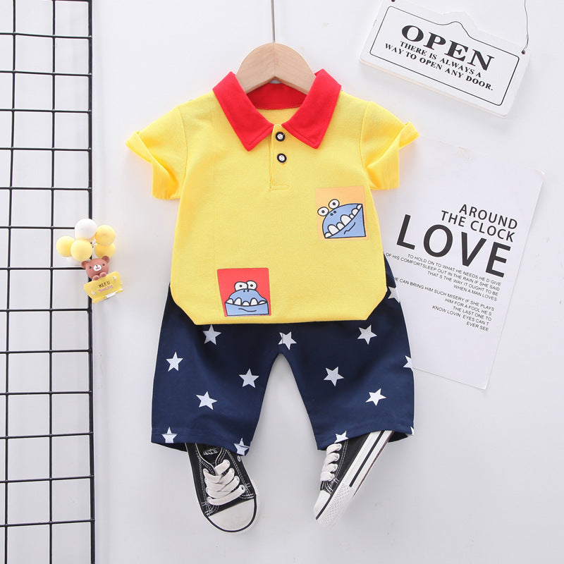 Summer wear boys casual short-sleeved shorts set