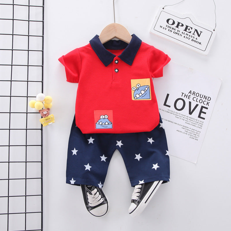 Summer wear boys casual short-sleeved shorts set