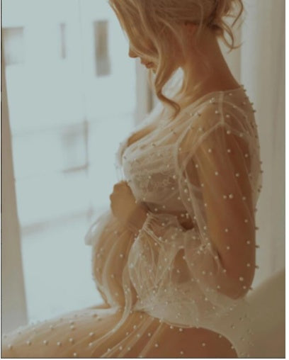 Pearl Mesh Pajamas Lace Dress Lingerie See-through Cape