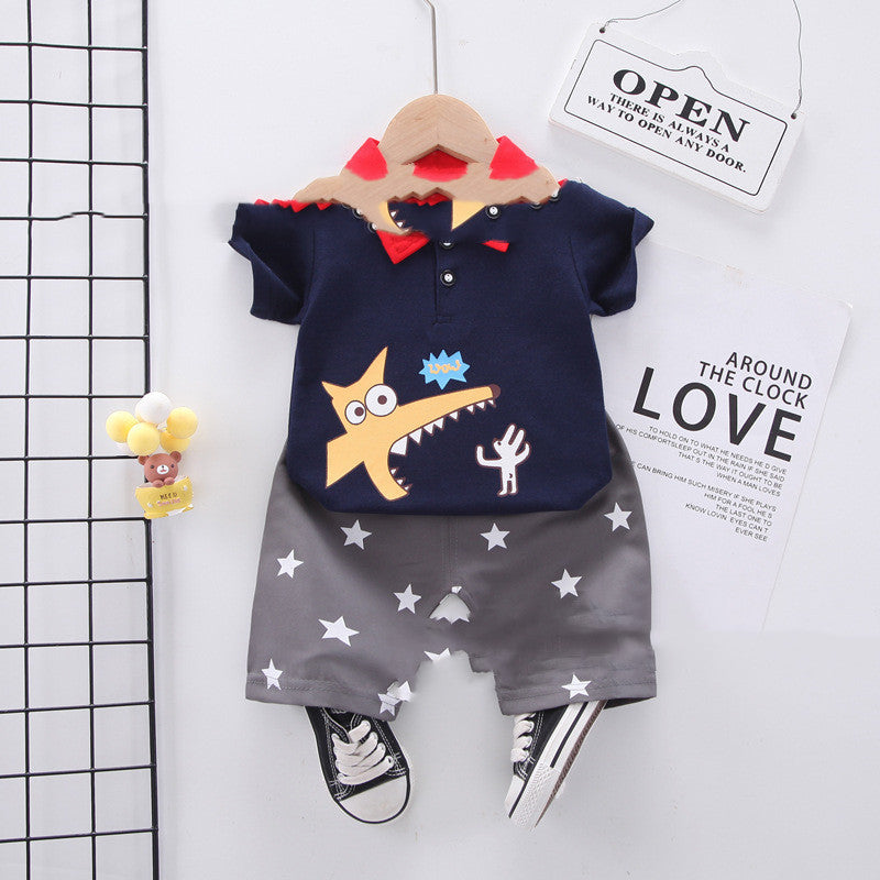 Summer wear boys casual short-sleeved shorts set
