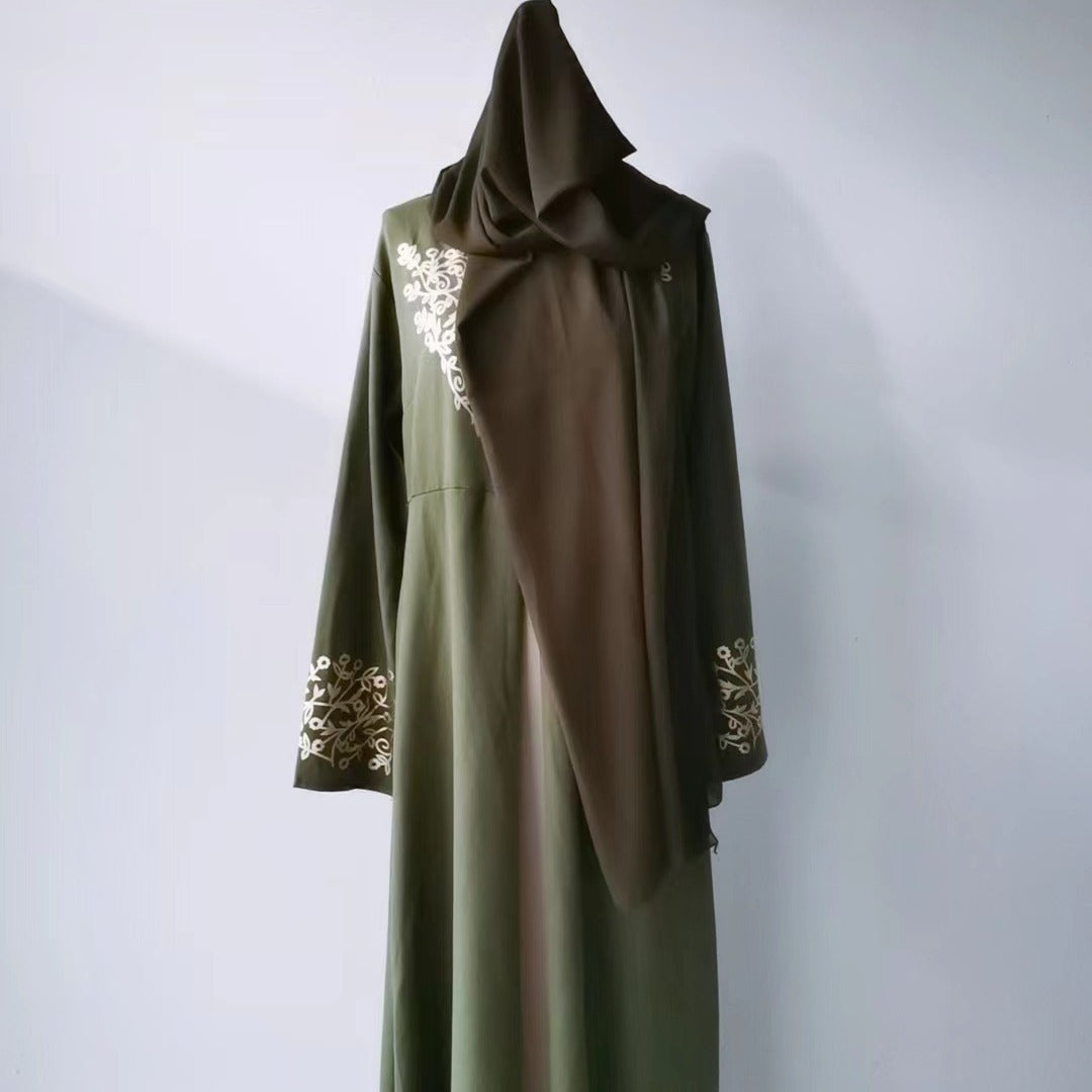 Contrast Color Slim Fit Temperament Long Dress Gilding Stitching