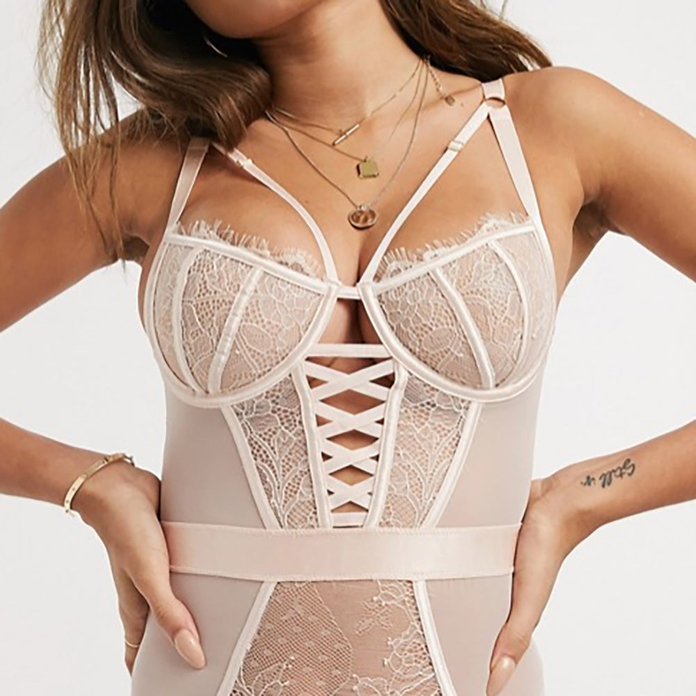 European And American Sexy Lingerie Body Shaping Bud Sling Bodysuit