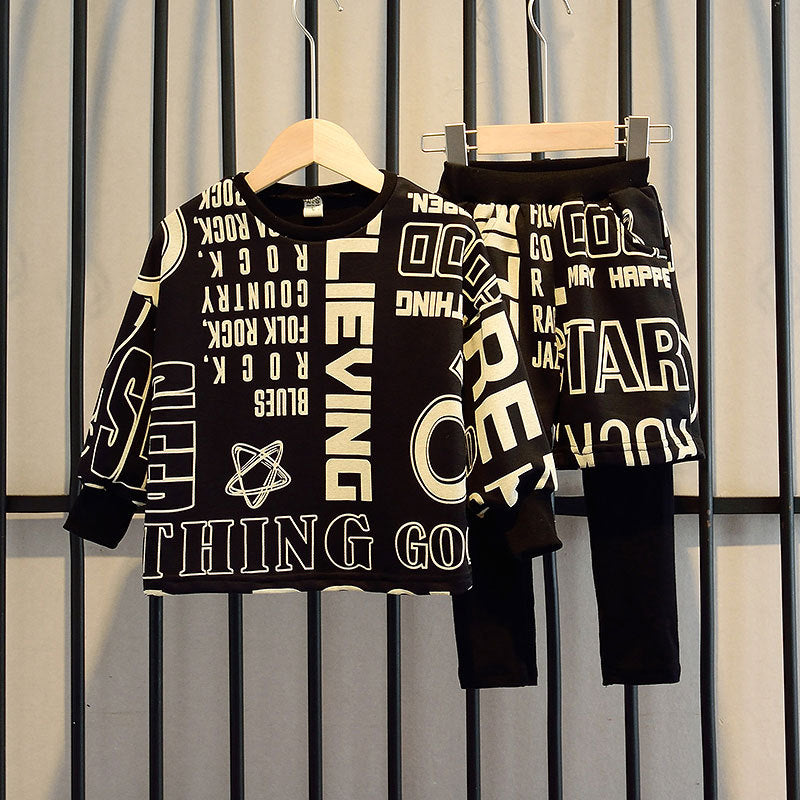 Western Style Children Boy Spring And Autumn Handsome Sports Two-Piece Suit