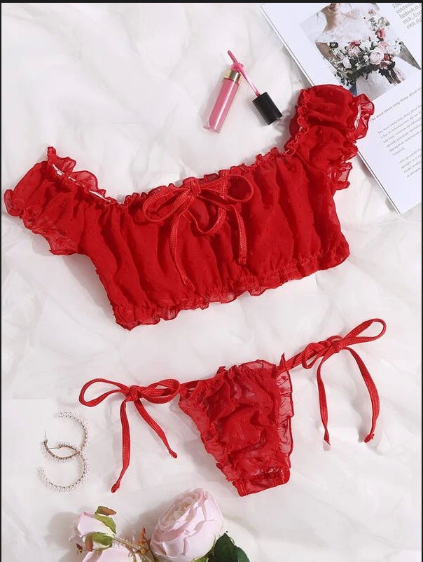 European and American Erotic Lingerie Sexy Women's Strapless Short Three-point Underwear