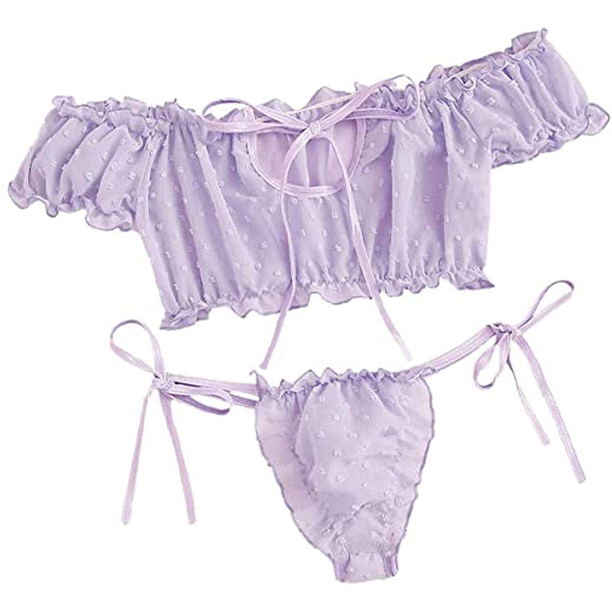 European and American Erotic Lingerie Sexy Women's Strapless Short Three-point Underwear