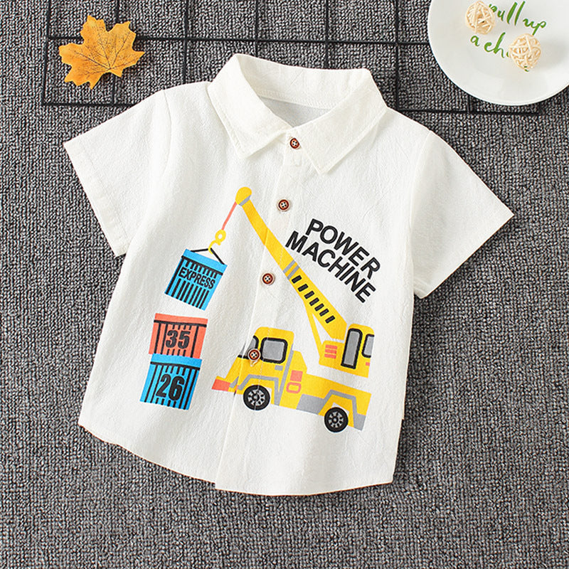 Children's Short Sleeve Cartoon Shirt Boy Summer Thin