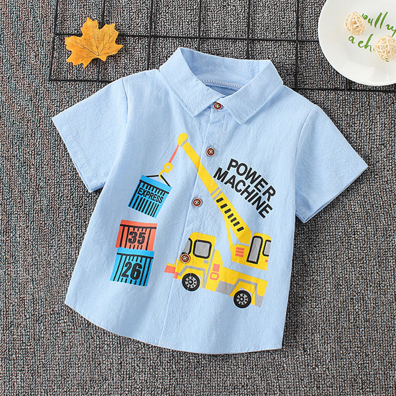 Children's Short Sleeve Cartoon Shirt Boy Summer Thin