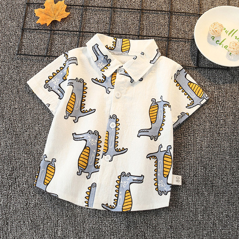 Children's Short Sleeve Cartoon Shirt Boy Summer Thin