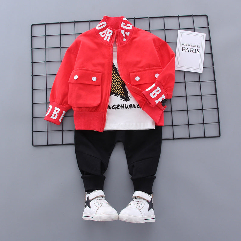 Cartoon Five-pointed Star Pocket Zipper Shirt Three-Piece Suit