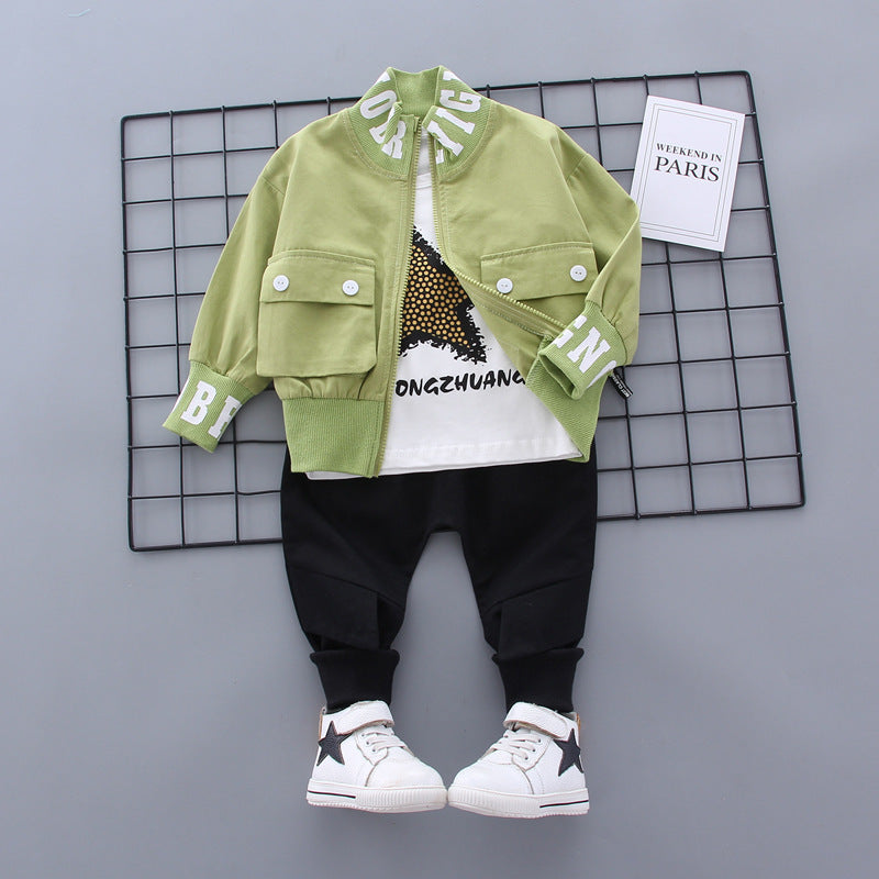 Cartoon Five-pointed Star Pocket Zipper Shirt Three-Piece Suit