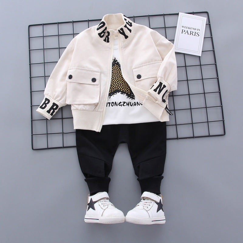 Cartoon Five-pointed Star Pocket Zipper Shirt Three-Piece Suit