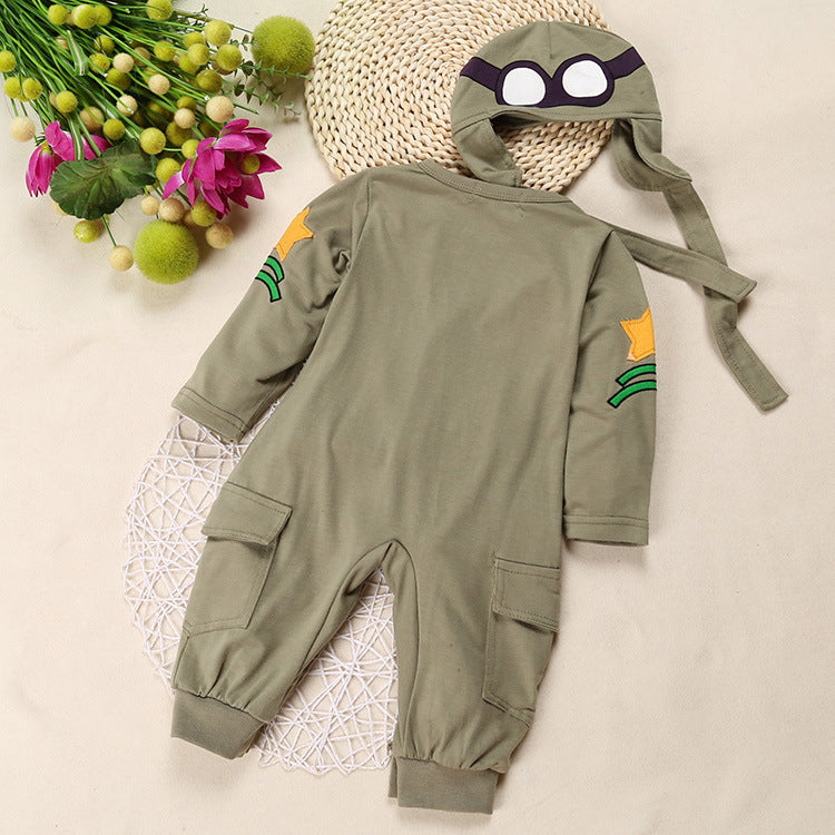 Aviation Pilot Long Sleeve One Piece Hat Army Green Romper