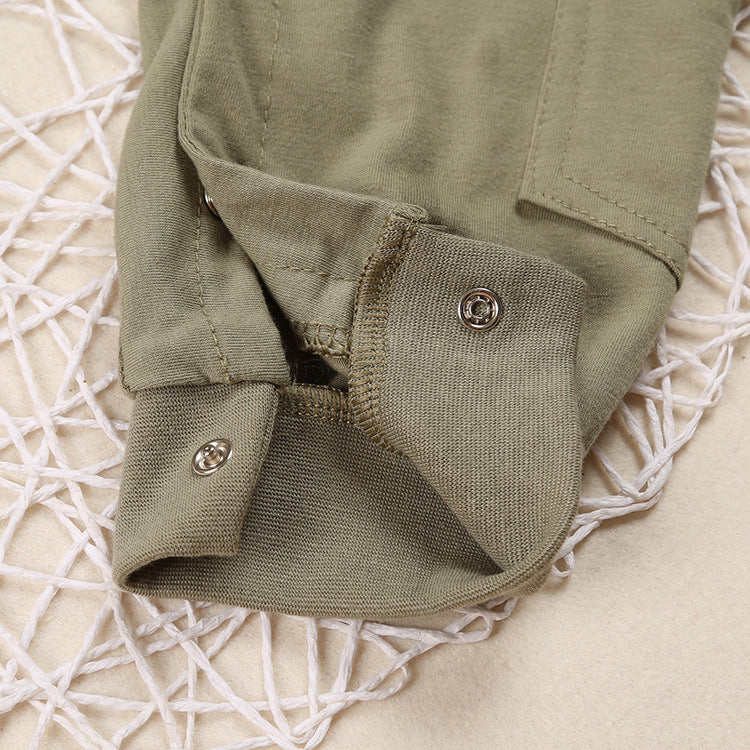 Aviation Pilot Long Sleeve One Piece Hat Army Green Romper
