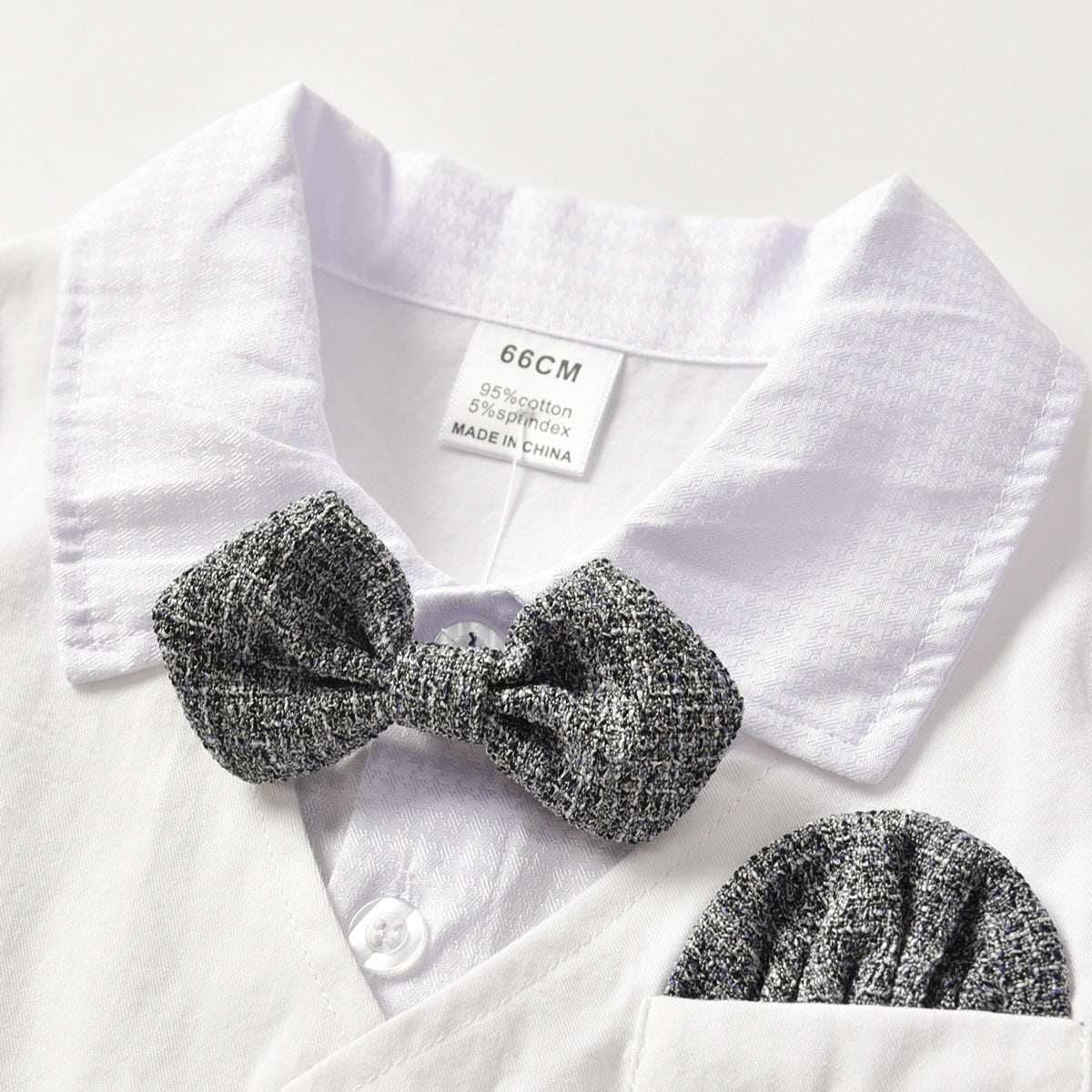 Boys Fake Two-piece Romper With Bow Tie Gentleman Romper Suit