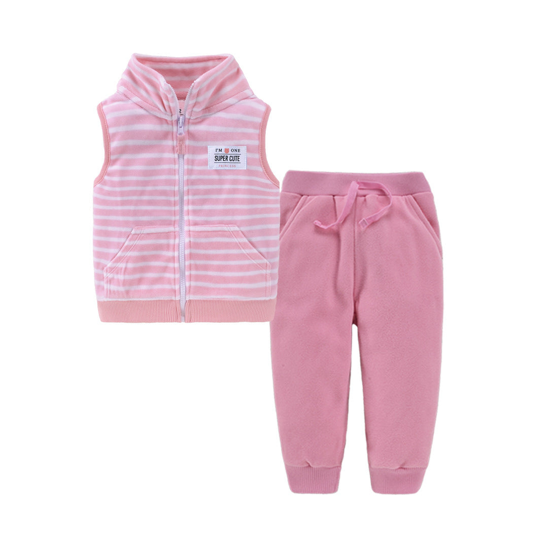 Children's Suit Two-piece Cardigan Zipper Vest