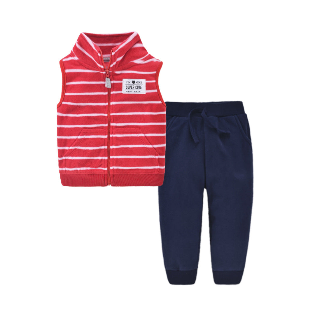 Children's Suit Two-piece Cardigan Zipper Vest