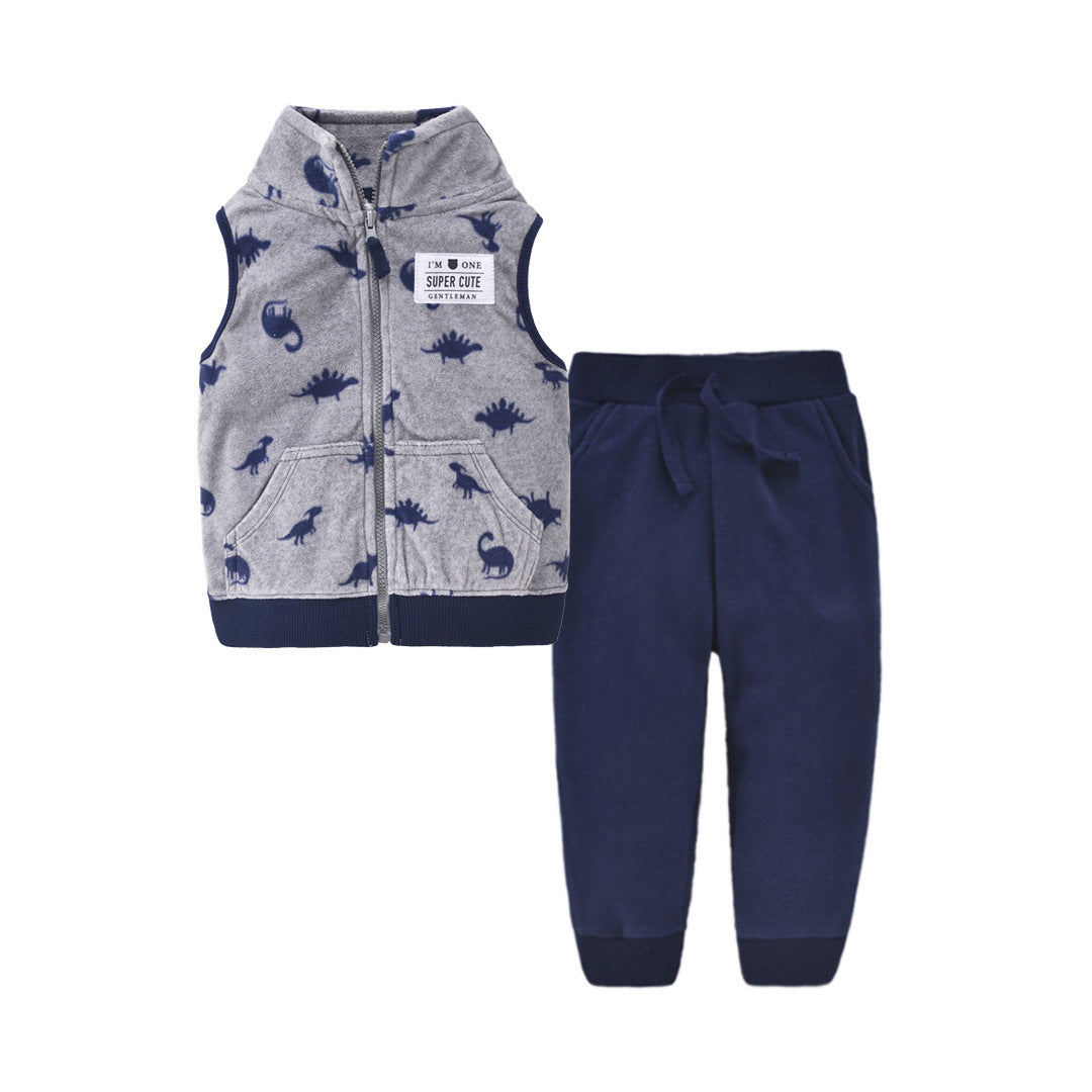 Children's Suit Two-piece Cardigan Zipper Vest