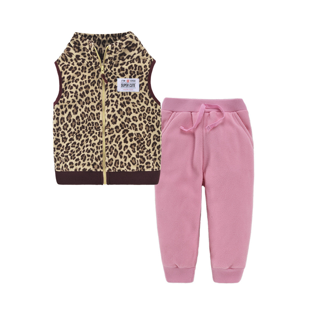 Children's Suit Two-piece Cardigan Zipper Vest
