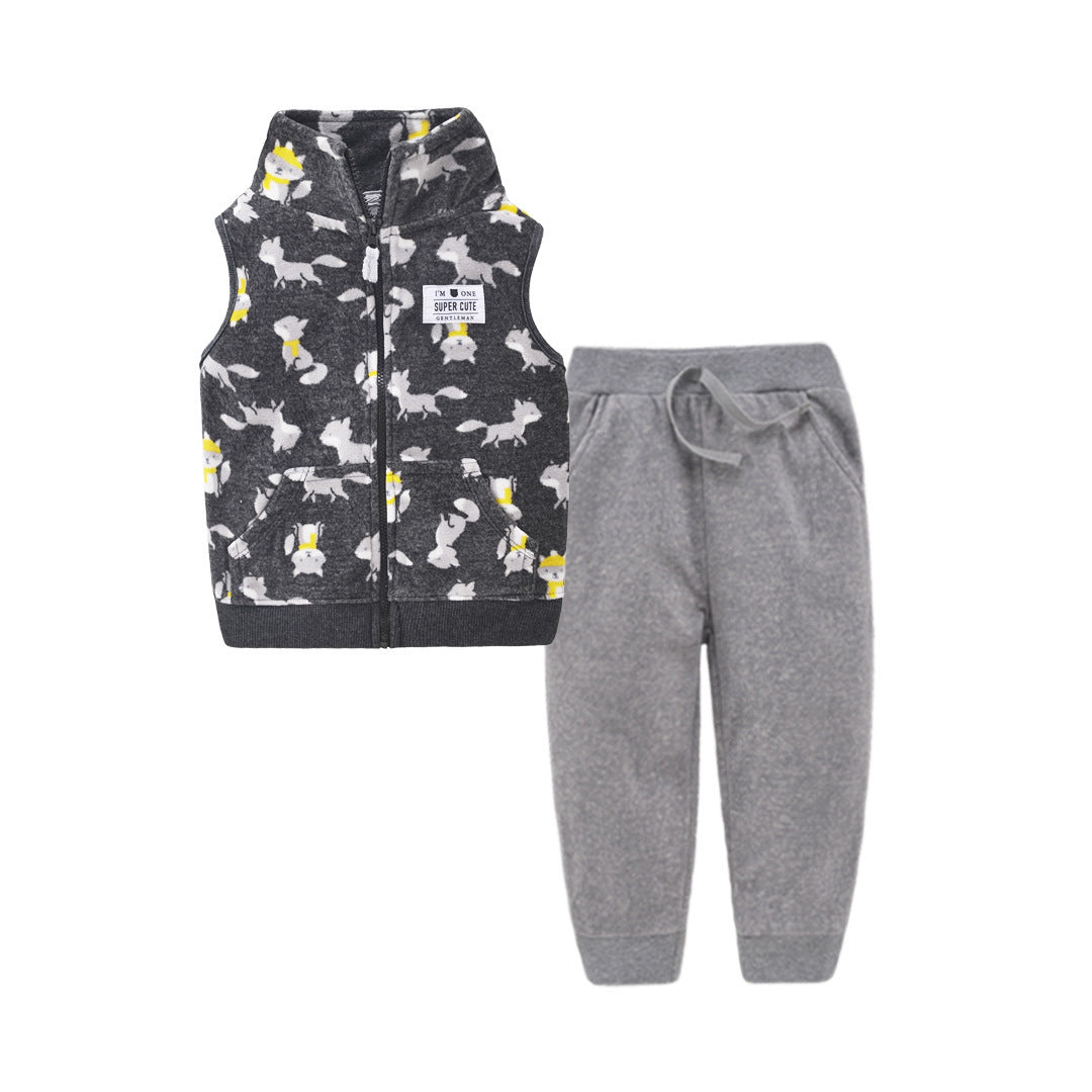 Children's Suit Two-piece Cardigan Zipper Vest