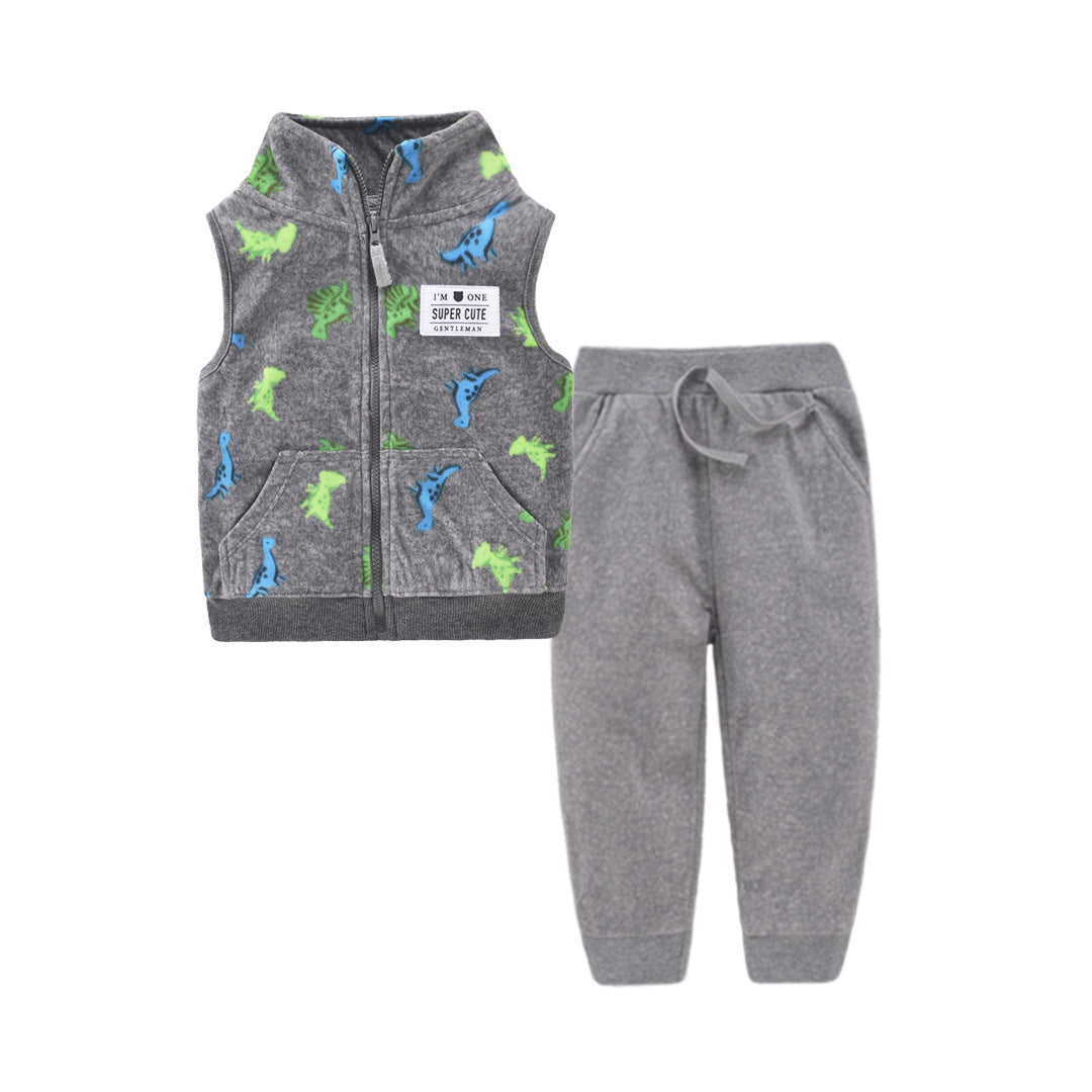 Children's Suit Two-piece Cardigan Zipper Vest