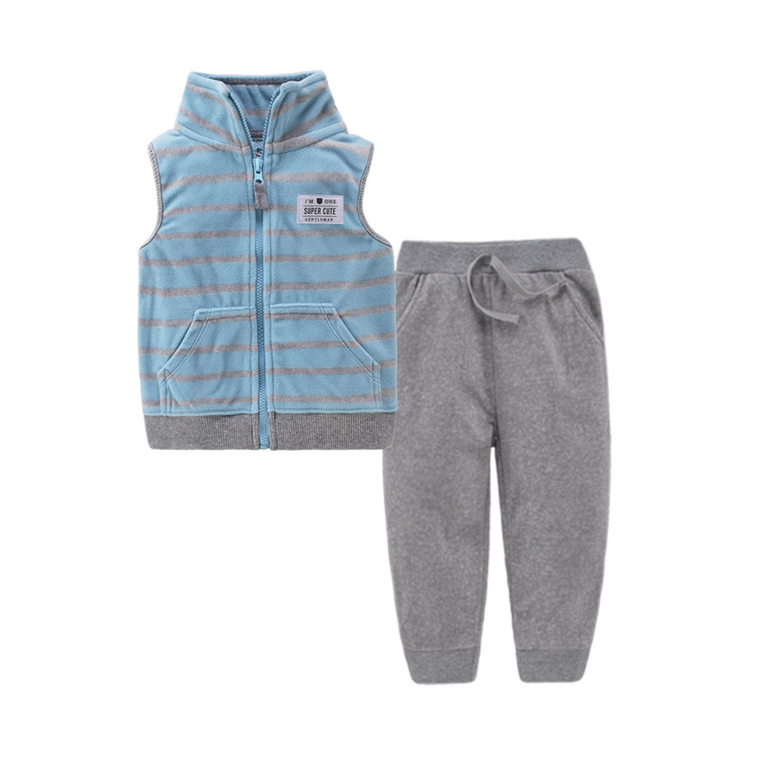 Children's Suit Two-piece Cardigan Zipper Vest