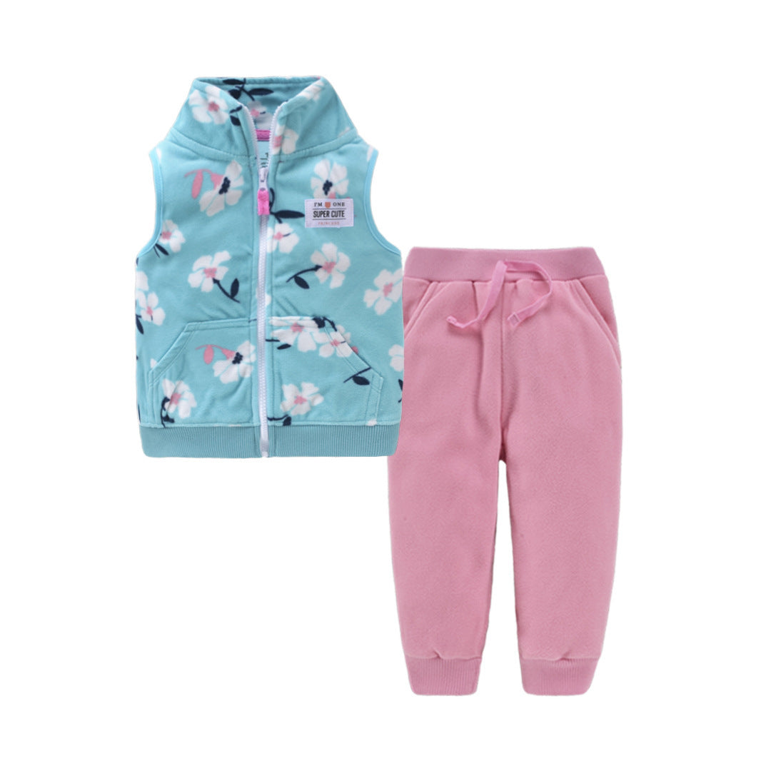 Children's Suit Two-piece Cardigan Zipper Vest