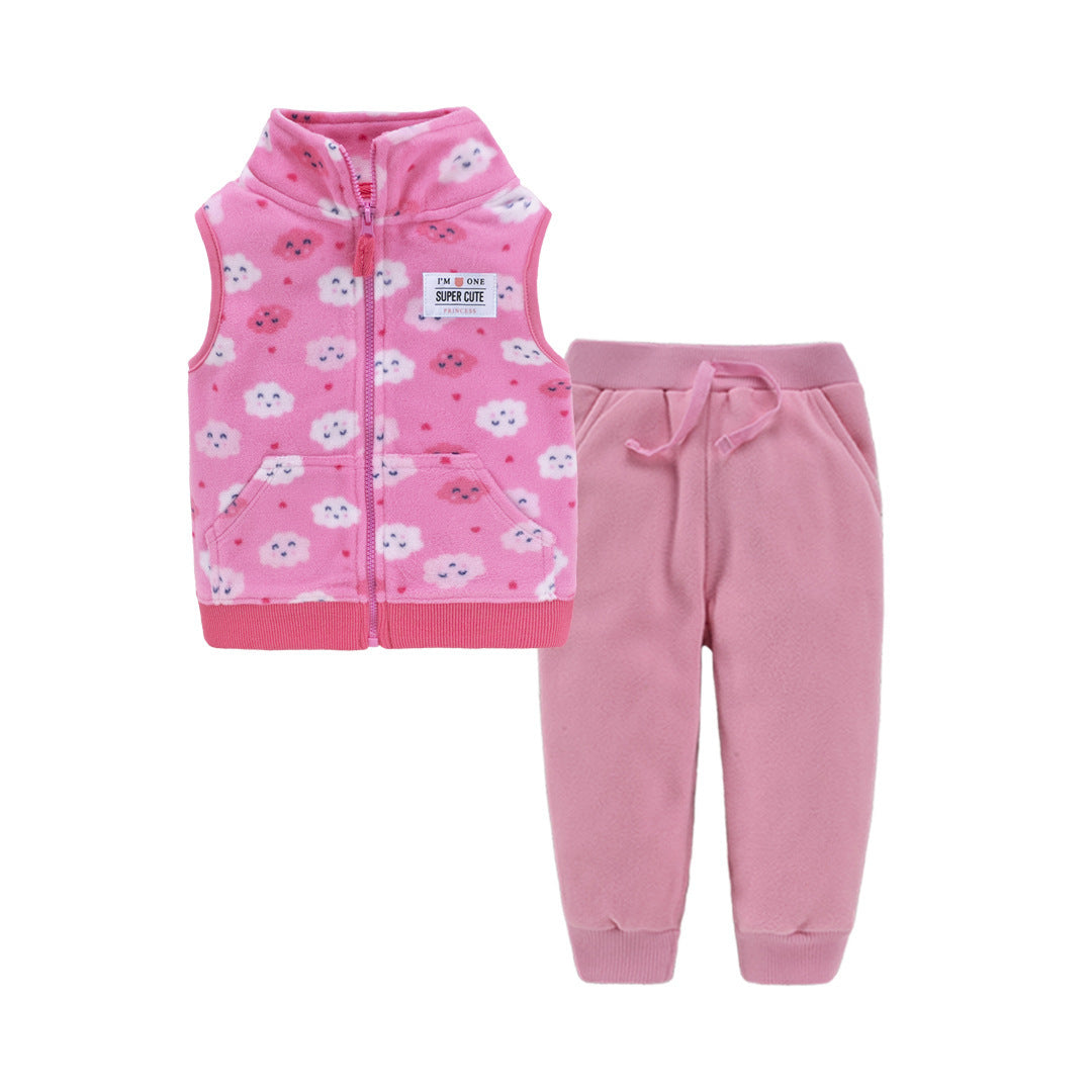 Children's Suit Two-piece Cardigan Zipper Vest