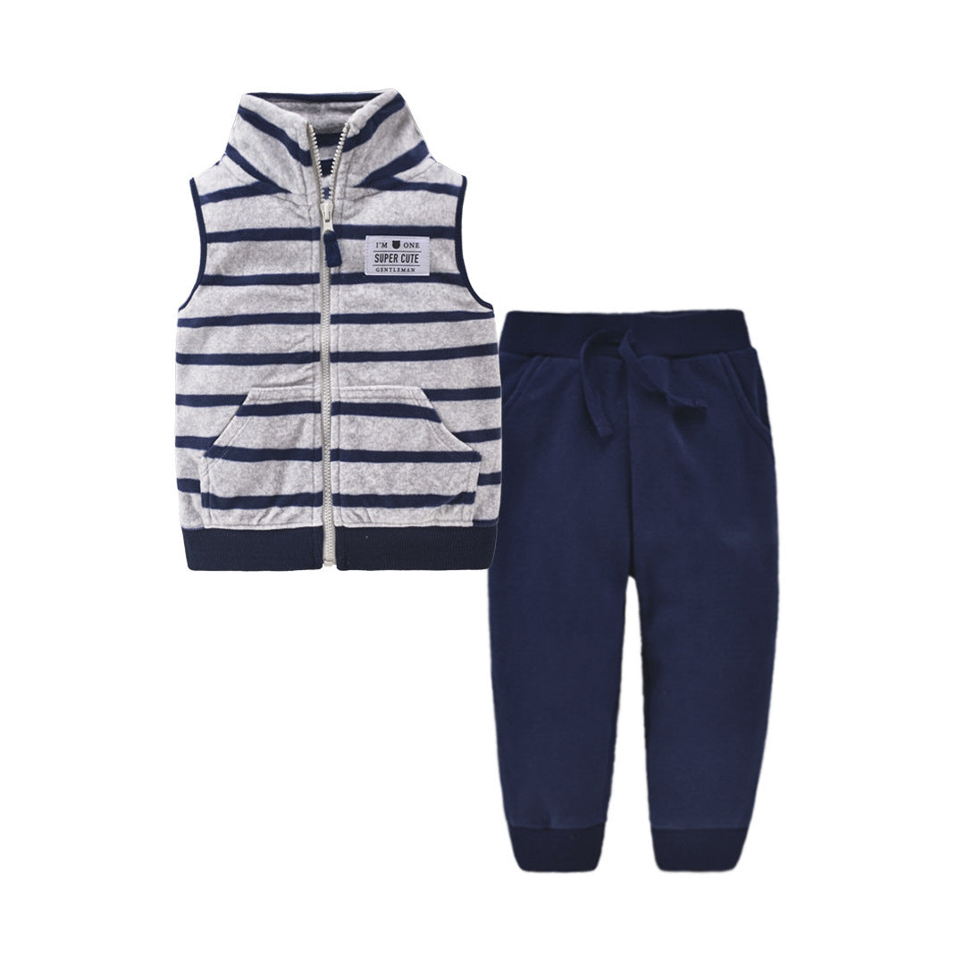 Children's Suit Two-piece Cardigan Zipper Vest