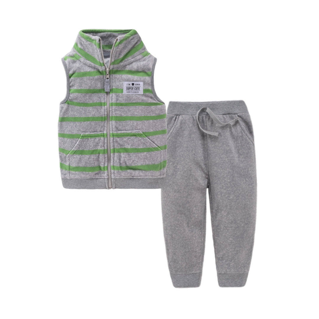 Children's Suit Two-piece Cardigan Zipper Vest