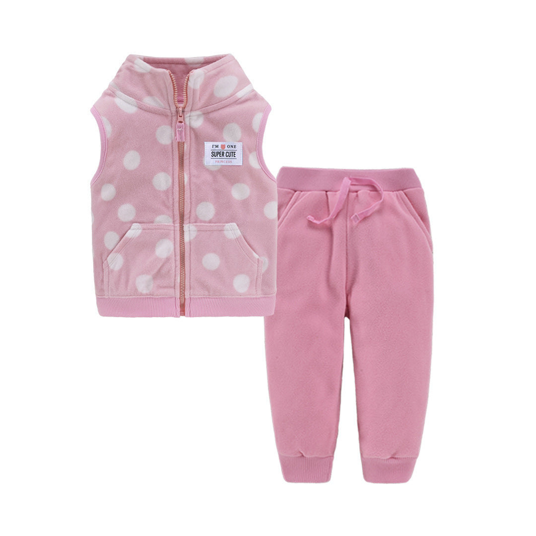 Children's Suit Two-piece Cardigan Zipper Vest