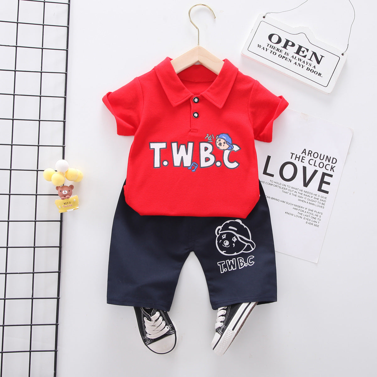Summer wear boys casual short-sleeved shorts set