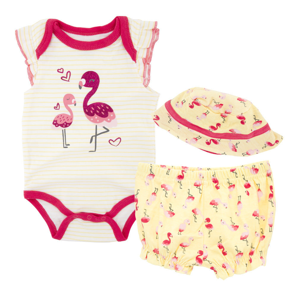 Summer Short-Sleeved Jumpsuit Pants Newborn Baby Romper Suit
