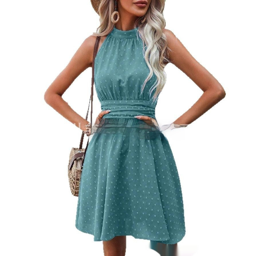 Belt Sleeveless Split Mid-length Dress