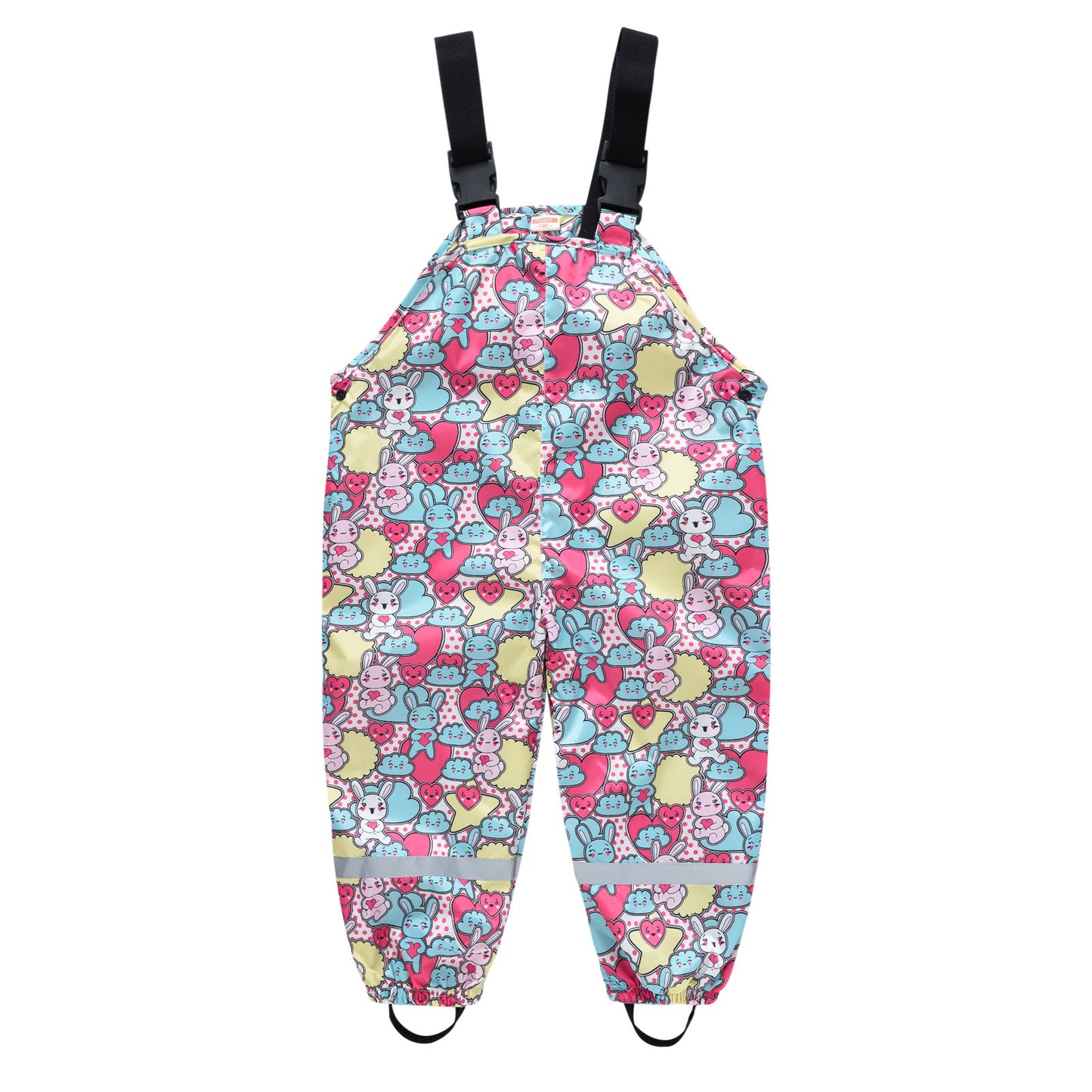 Boys And Girls Printed Strap Adjustable Casual Bib Pants