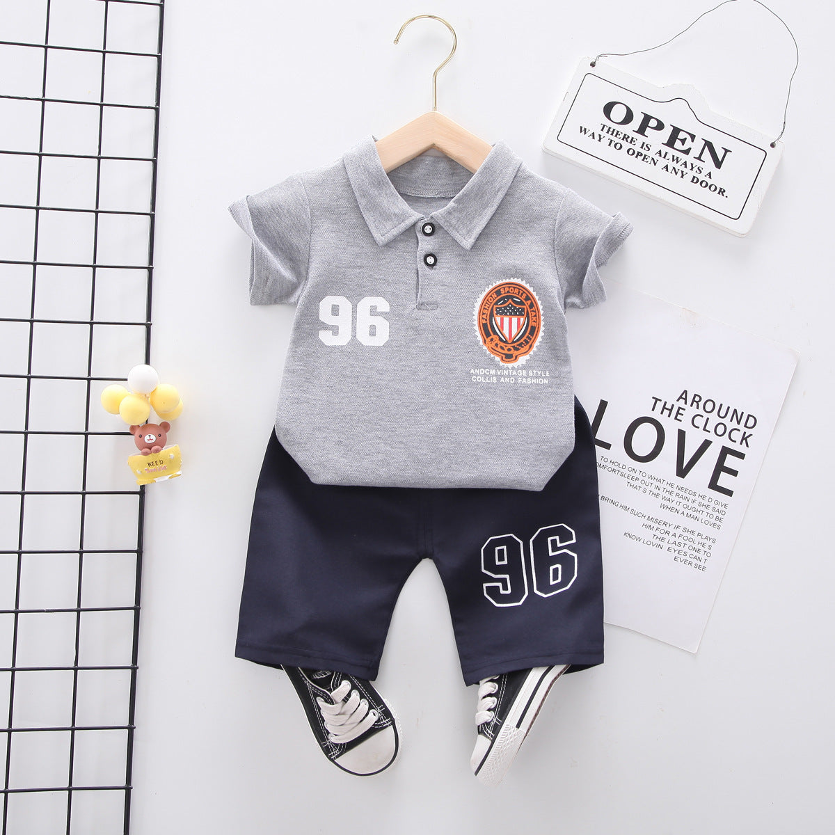 Summer wear boys casual short-sleeved shorts set