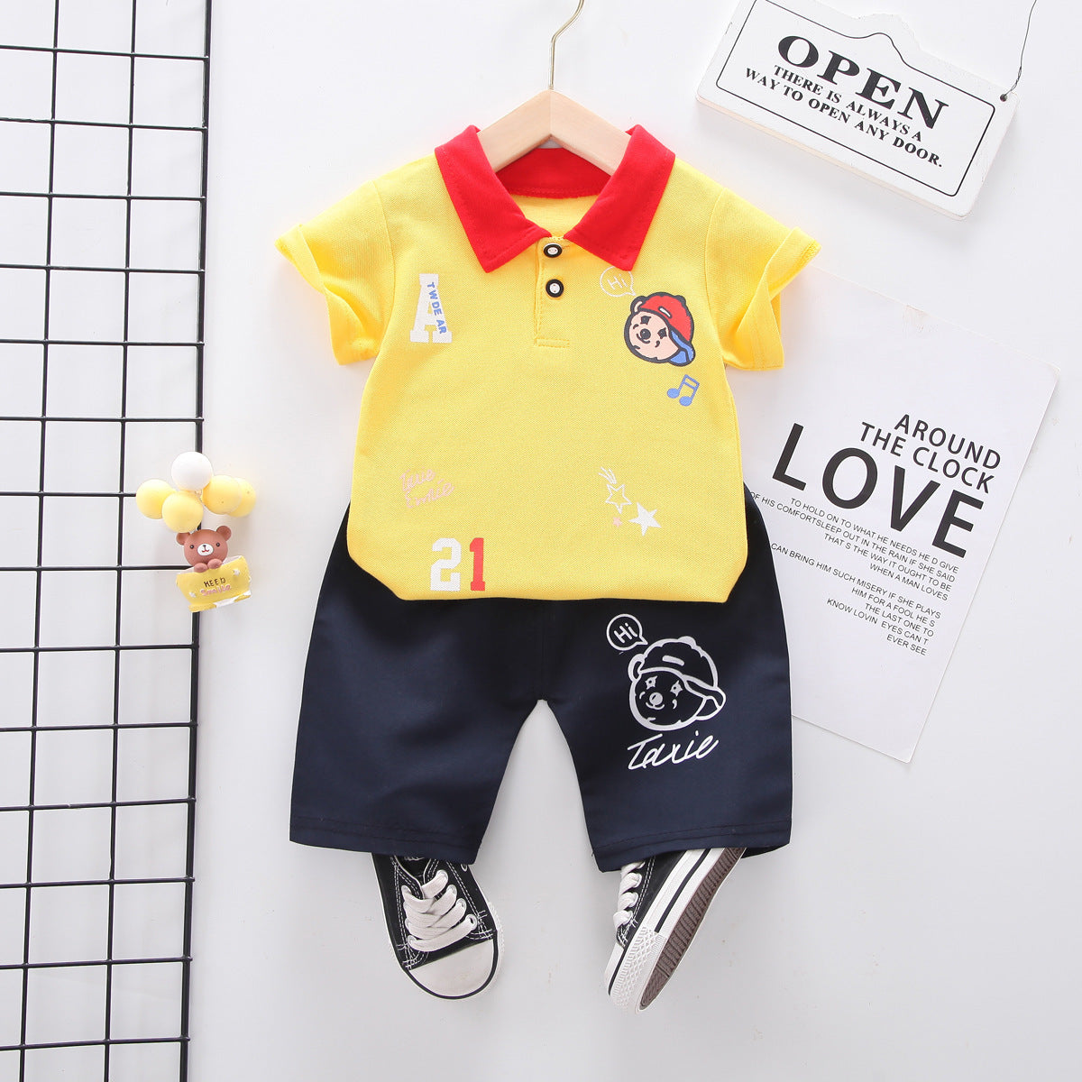 Summer wear boys casual short-sleeved shorts set