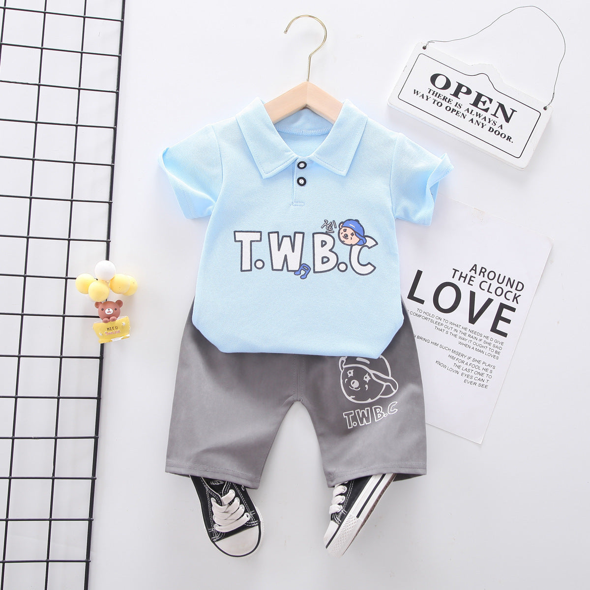 Summer wear boys casual short-sleeved shorts set
