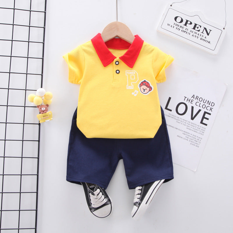 Summer wear boys casual short-sleeved shorts set