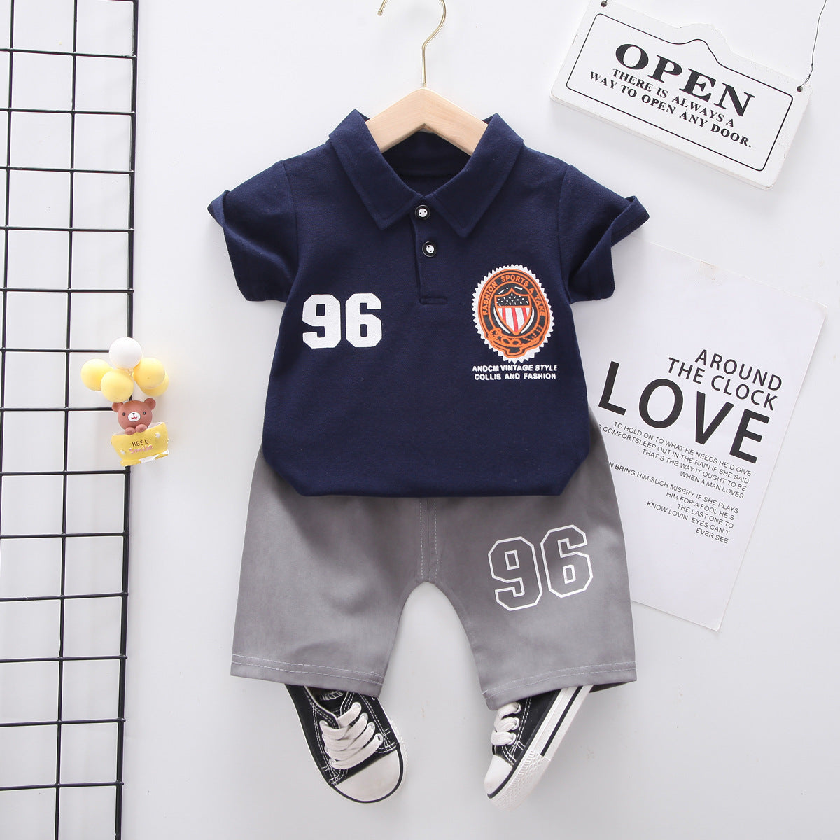Summer wear boys casual short-sleeved shorts set
