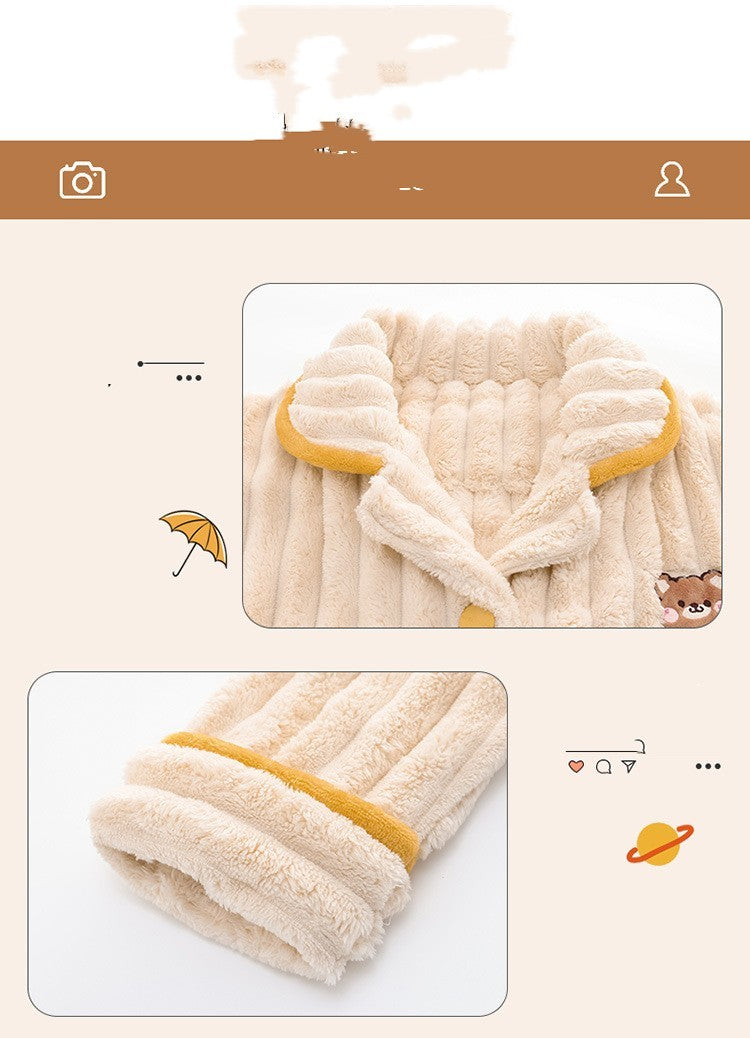 Coral Velvet Couple Pajamas Women Thickened And In Winter